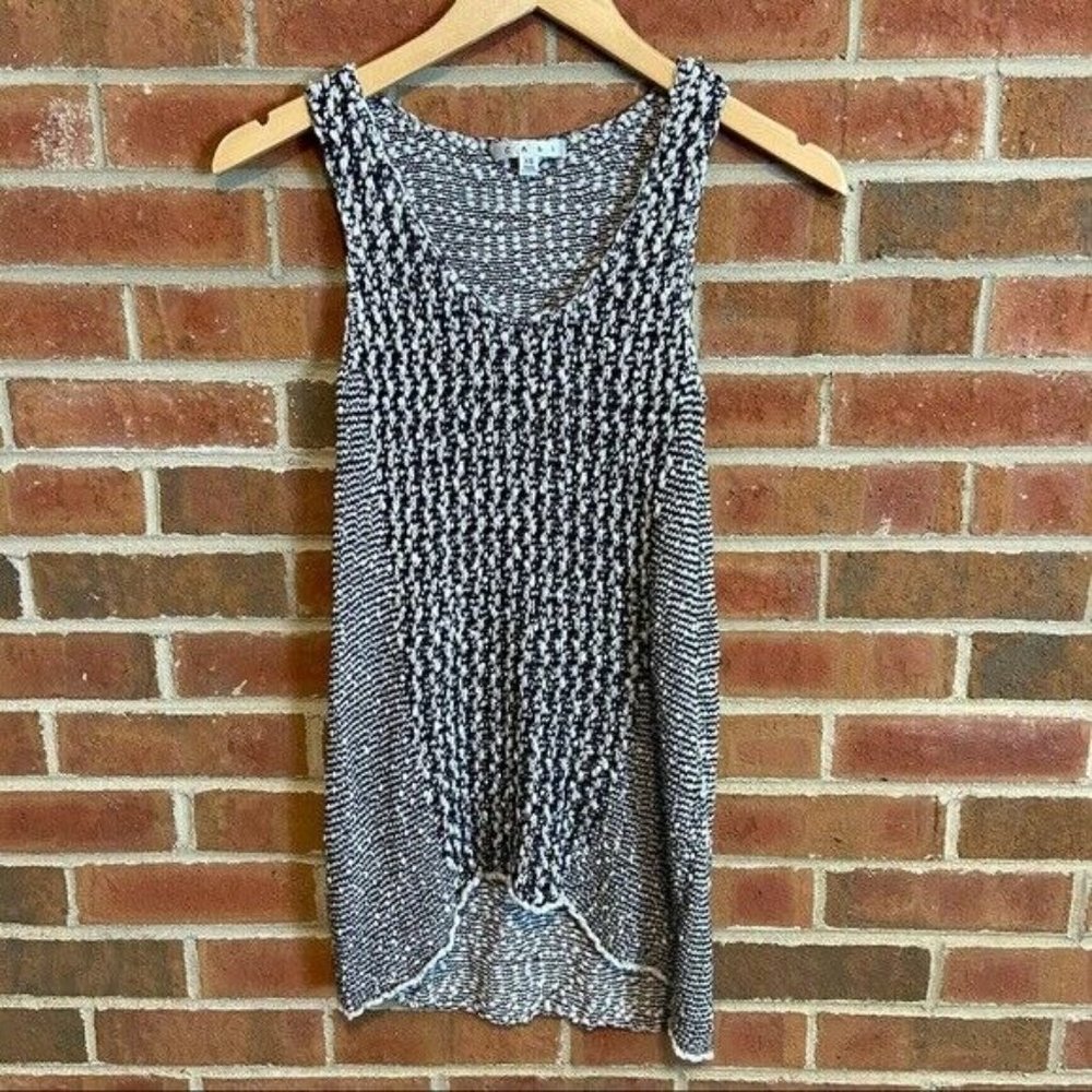 Cabi Knit Tank Black White Speckled Tunic Top Sleeveless Knit